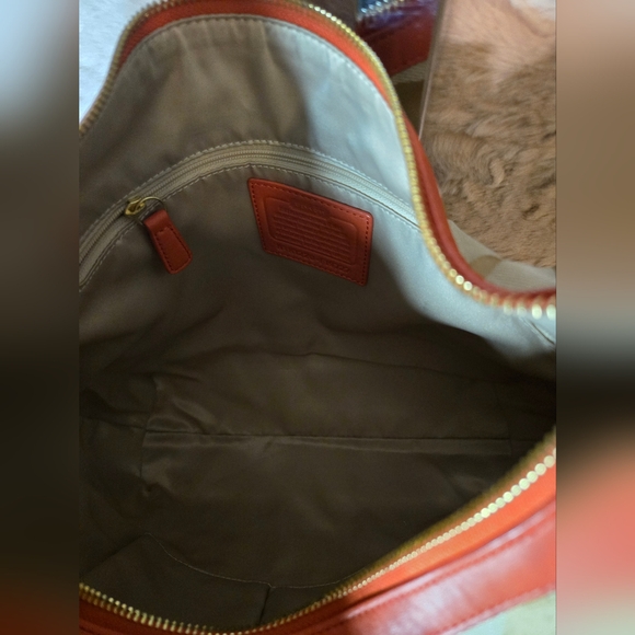 Coach Canvas and Leather Shoulder Bag Coral/Tan - Picture 5 of 5